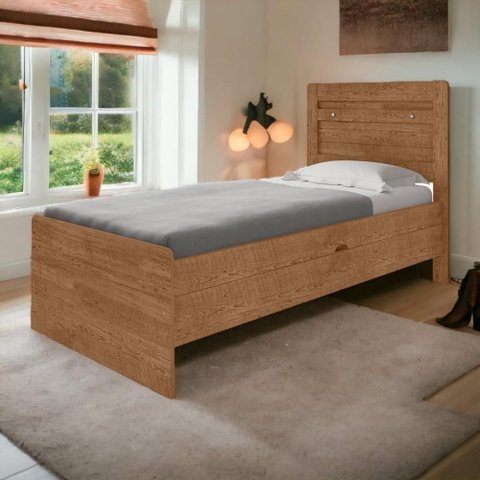 Cama Baú Larissa Solteiro Naturale com Colchão Framar
