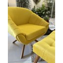 Ver imagem 4 de Poltrona Giovana Base Giratória Ferro e Madeira em Sued Premium:amarelo