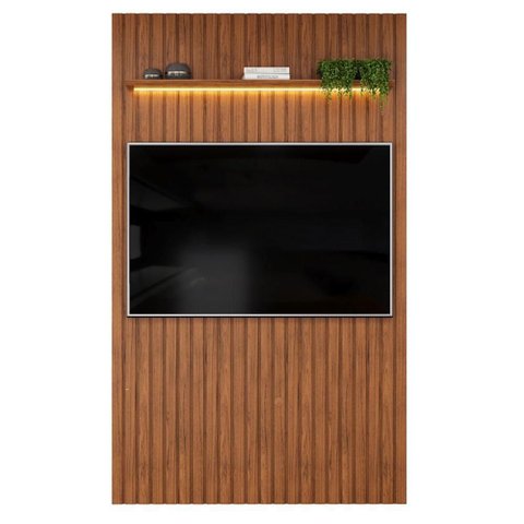Painel para TV Trento 143 Ripado Freijó com LED -DJ Móveis
