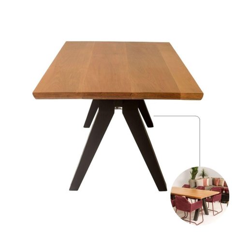 Mesa de Jantar Bilbau 8 Lugares Retangular Madeira Maciça 200cm Natural