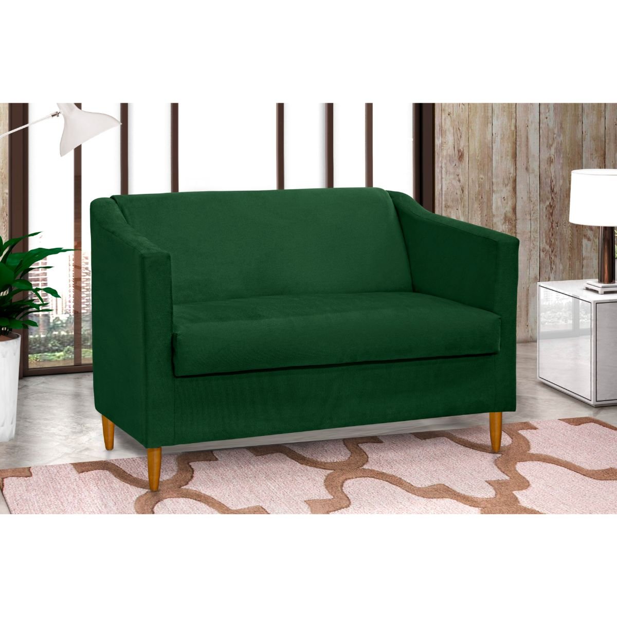 Namoradeira Decorativa Sofá 2 Lugares Tila Suede Verde MadeiraMadeira