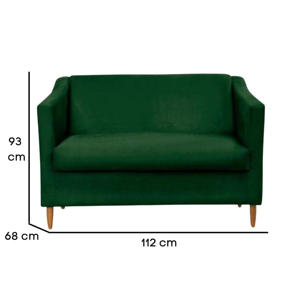 Namoradeira Decorativa Sofá 2 Lugares Tila Suede Verde MadeiraMadeira