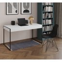 Ver imagem 1 de Escrivaninha Industrial Escritório Malta Branca 137x53cm com 1 Cadeira Eames Eiffel Preta Base Ferro