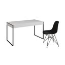 Ver imagem 2 de Escrivaninha Industrial Escritório Malta Branca 137x53cm com 1 Cadeira Eames Eiffel Preta Base Ferro