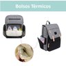 Bolsa Mochila Maternidade Land Luxury Original Impermeável Térmica - Cinza com Pret - 3