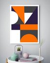 Ver imagem 1 de Quadro Decorativo Geométrico Laranja Branco -70x50cm:moldura Preta