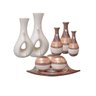 Conjunto Vasos em Ceramica Super Decoração Cor e Brilho Betume - 1