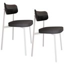 Ver imagem 1 de Kit 02 Cadeiras Estofada para Sala de Jantar Astrid Branco C01 Linho Preto Courino Preto - Lyam