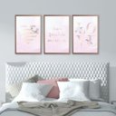 Ver imagem 1 de Quadro 60x40cm 3pçs Love Flores Moldura Rose Vidro