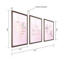 Ver imagem 5 de Quadro 60x40cm 3pçs Love Flores Moldura Rose Vidro