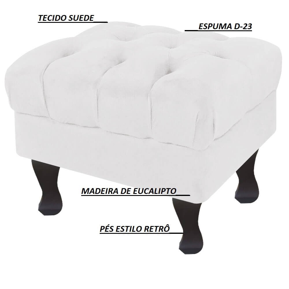 Puff Sentar Kit 2 Puff Retro Luiz XV sem Baú Suede Branco 50 para sentar ...