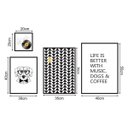 Ver imagem 3 de Quadro 4pçs Cachorro Música Café Frase Moldura