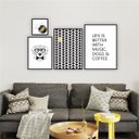 Ver imagem 1 de Quadro 4pçs Cachorro Música Café Frase Moldura