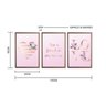 Quadro 60x40cm 3pçs Love Flores Moldura Rose - 6