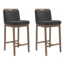 Ver imagem 1 de Kit 2 Banquetas Madeira Nogueira Maciça tecido Cinza Escuro Modelo Ester Altura 70cm Poltronas do Su