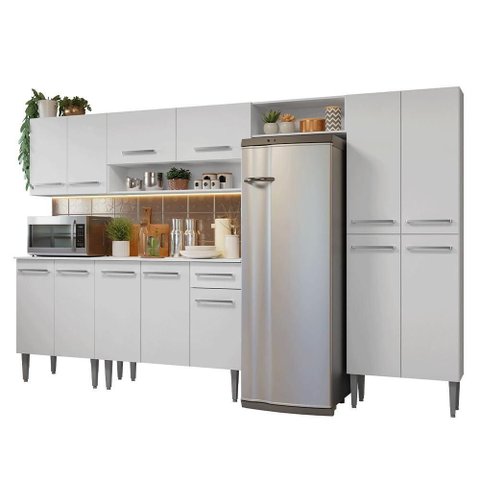 Armário de Cozinha Completa 293cm Branco Emilly Madesa 011