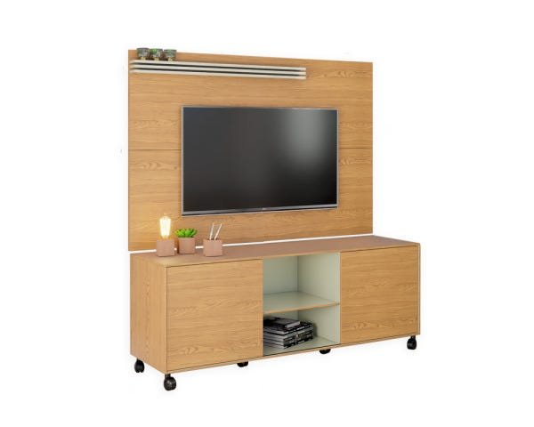Rack com Painel 1.36 para TV até 55 Freijó com Off White - 3