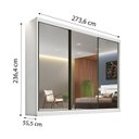 Ver imagem 2 de Guarda Roupa Casal com 3 Portas Espelhadas e 6 Gavetas Sollo Plus Novo Horizonte Branco