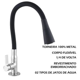 TORNEIRA COZINHA MESA CORPO FLEXIVEL 6367 1/4 VOLTA C70 COLOR DUO BLACK - 2