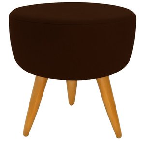 Banqueta Puff Decorativo Redondo Pé Palito Marrom