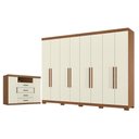 Ver imagem 1 de Guarda Roupa Casal Master New 8 Portas 4 Gavetas com Cômoda Jatobá Areia Santos Andirá 239cm