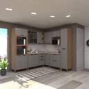 Ver imagem 1 de Cozinha Modulada Completa com 8 Peças Vidro Reflecta Tampos e Paneleiro Aspen Luciane Móveis