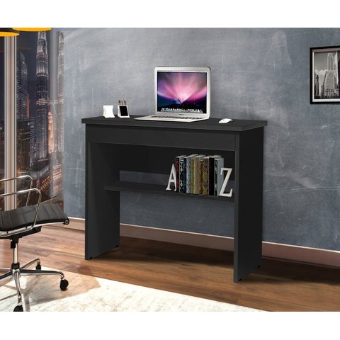 Mesinha Vitória Escrivaninha Home Office 1 Prateleira / 1 Gaveta Preto
