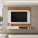 Ver imagem 1 de Painel para TV 65 Polegadas com Nichos Tom para Sala de Estar Freijó Off White DJ Móveis