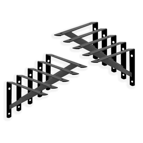 Kit 10 Peças Suporte Mão Francesa Forte, para Prateleira de 40cm - Preta