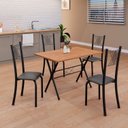Ver imagem 1 de Conjunto de Mesa Tubular 062 100x60cm Tampo em MDF com 4 Cadeiras Sara Preto/Liso/Txt