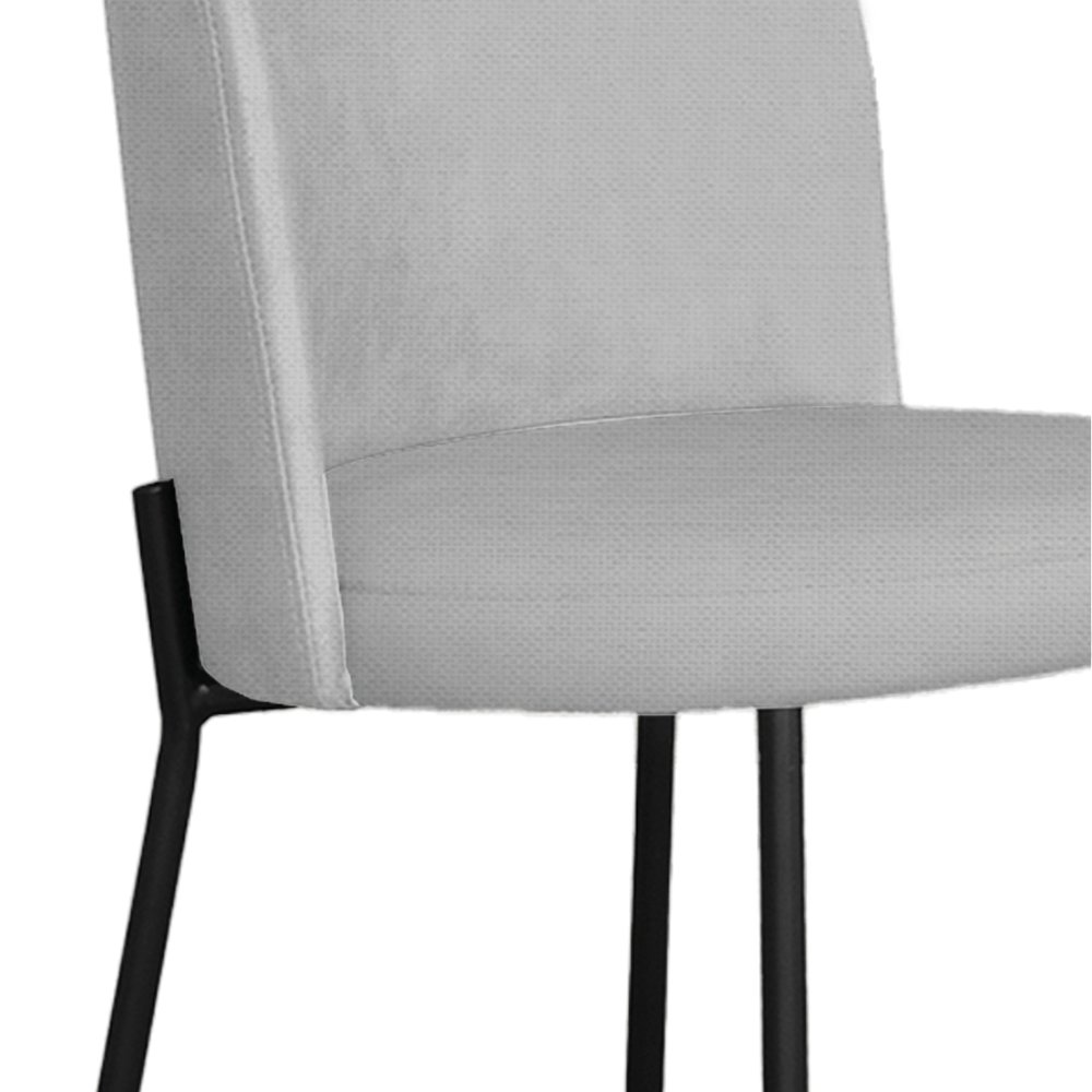 Cadeira Decorativa Elegance Base Preta Linho Cinza - Montanaris Decor - 4
