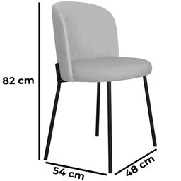 Cadeira Decorativa Sala de Jantar Elegance Base Preta Linho Cinza - Montanaris Decor - 2