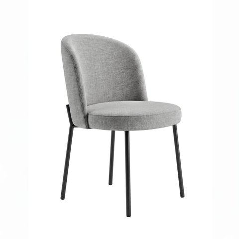 Cadeira Decorativa Sala de Jantar Elegance Base Preta Linho Cinza - Montanaris Decor