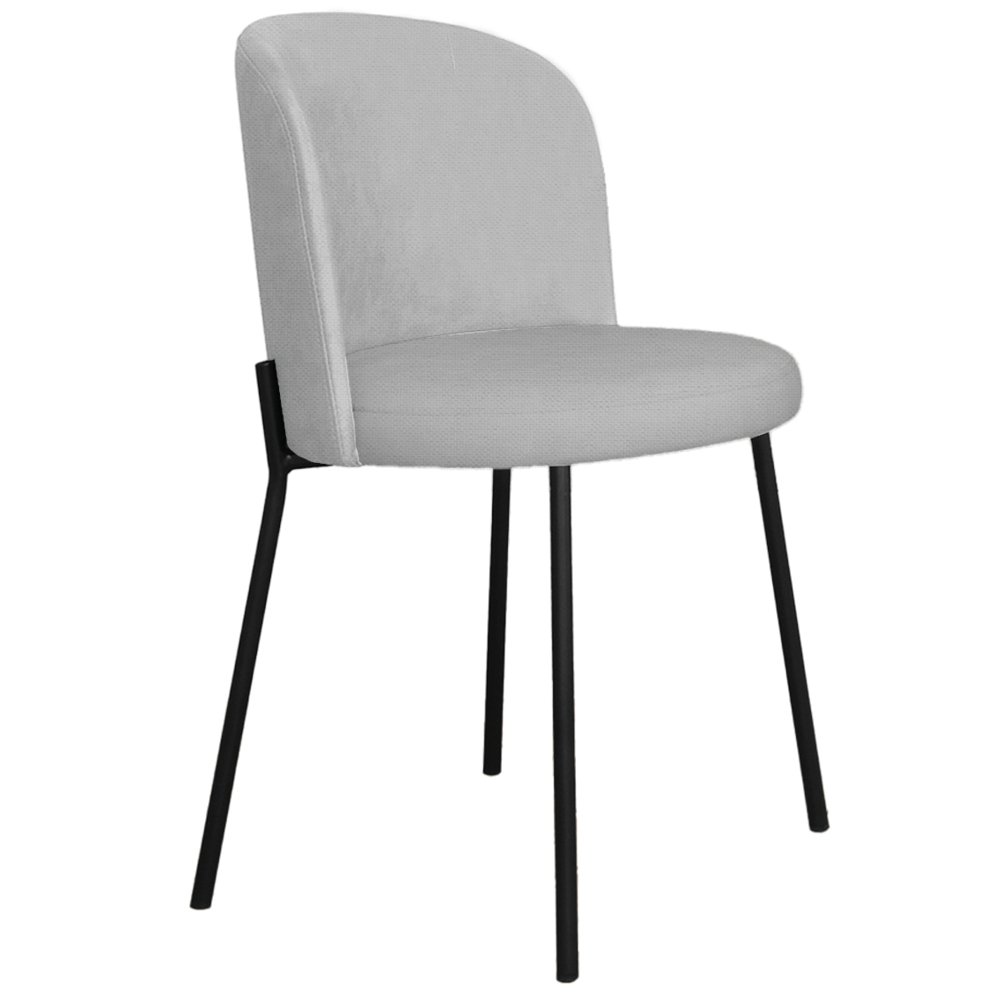Cadeira Decorativa Elegance Base Preta Linho Cinza - Montanaris Decor - 1