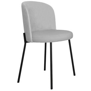Cadeira Decorativa Sala de Jantar Elegance Base Preta Linho Cinza - Montanaris Decor
