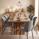 Ver imagem 5 de Cadeira Decorativa Sala de Jantar Elegance Base Preta Linho Cinza - Montanaris Decor