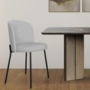 Ver imagem 3 de Cadeira Decorativa Sala de Jantar Elegance Base Preta Linho Cinza - Montanaris Decor