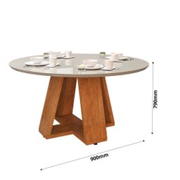 Tampo Vidro Lapidado Mesa Pérola 90x90 Design Moderno e Sofisticado para Sala Jantar - 3