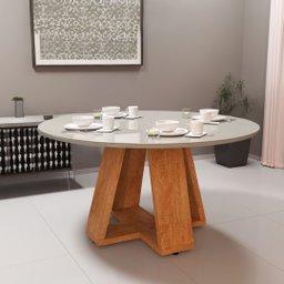 Tampo Vidro Lapidado Mesa Pérola 90x90 Design Moderno e Sofisticado para Sala Jantar - 1