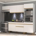 Ver imagem 3 de Armário de Cozinha Compacta 252cm com Leds Veneza Up Multimóveis V2015 Branco/Dourado