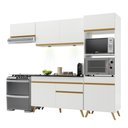 Ver imagem 1 de Armário de Cozinha Compacta 252cm com Leds Veneza Up Multimóveis V2015 Branco/Dourado