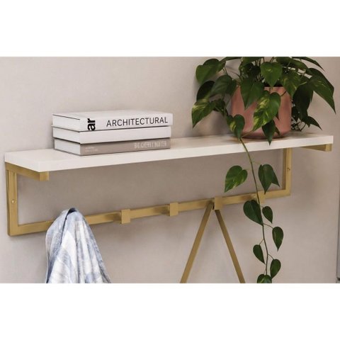 Prateleira Quarto Casal Decorativa LI042 Cabideiro 69cm Offwh Kappesberg