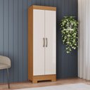 Ver imagem 1 de Armário Multiuso Layla Gold 2 Portas 3 Prateleiras Cinamomo-Off White Casa 812
