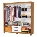 Ver imagem 3 de Guarda-roupa Solteiro Aurora 6 Portas 2 Gavetas 22116 Cinamomo/branco - Carioca Móveis