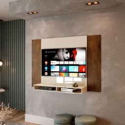 Painel Suspenso para Tv até 42 Polegadas Odessa Off White/freijó - 2