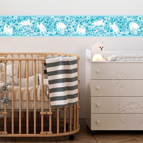 Faixa Decorativa Adesiva (autocolante) - Unicórnio Azul