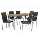 Ver imagem 5 de Mesa de Sala Jantar Reno C/ Tampo Madeira 160cm + 6 Cadeiras Amsterdã Cromada - Assento Preto 110