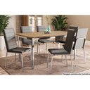 Ver imagem 1 de Mesa de Sala Jantar Reno C/ Tampo Madeira 160cm + 6 Cadeiras Amsterdã Cromada - Assento Preto 110