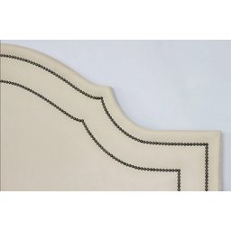 Cabeceira Casal Curva Dupla Tacha Luxo Estofada Com Tachas - 140x60cm Veludo Bege - 2