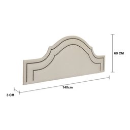 Cabeceira Casal Curva Dupla Tacha Luxo Estofada Com Tachas - 140x60cm Veludo Bege - 3